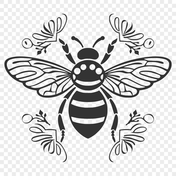 A colorful, full-body illustration of an ornate bee, suitable for various graphic design projects.