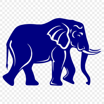 An SVG rendering of a large mammal with distinctive ears and trunk, viewed from the front.