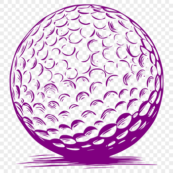 A detailed illustration of a golf ball with club and green background.