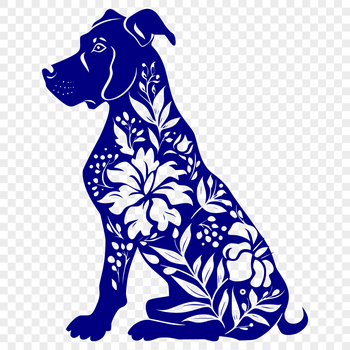 A large breed dog sitting on its haunches with a serene expression.