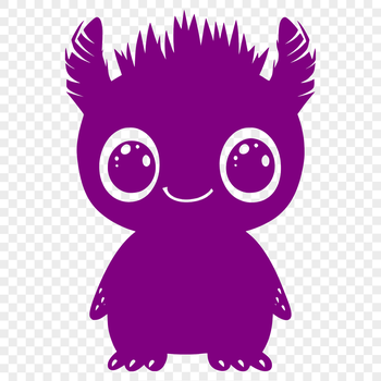 A colorful illustration of a cute monster face with cartoonish features.