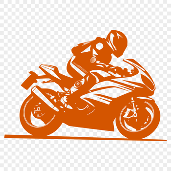 An SVG graphic of a motorbike with clean lines and precise shapes.