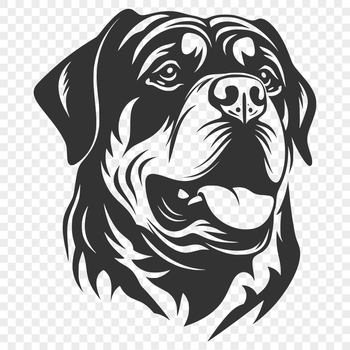 An SVG vector graphic representation of a Rottweiler breed dog in profile.