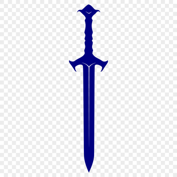 A medieval-style sword with intricate design details.