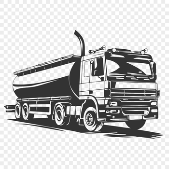 A vector illustration of a large semi-truck with distinctive features of its design, ideal for commercial use.