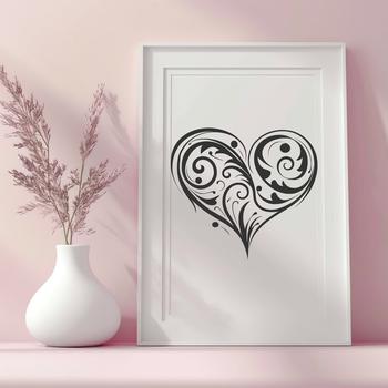 An ornate heart shape design for Valentine's Day or wedding decorations.
