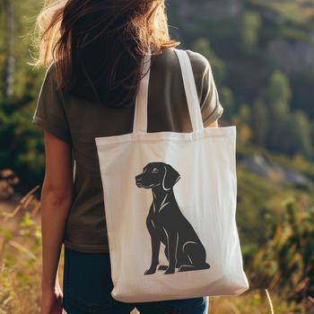 A digital representation of a Weimaraner breed in a seated position, created as a scalable vector graphic (SVG).