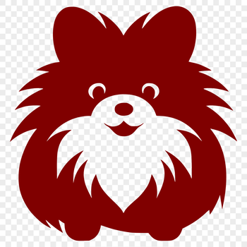 A detailed digital drawing of a Pomeranian dog from head to paw, suitable for use in various graphic design applications.