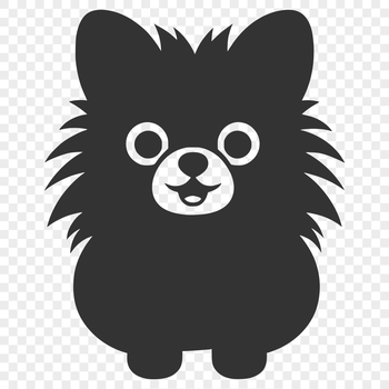 A full-body illustration of a seated Pomeranian dog.