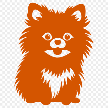 A full-body illustration of a sitting Pomeranian dog breed.