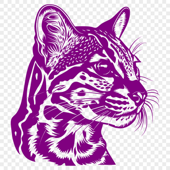 A realistic illustration of a ocelot's head, suitable for various uses including vector design and graphic projects.