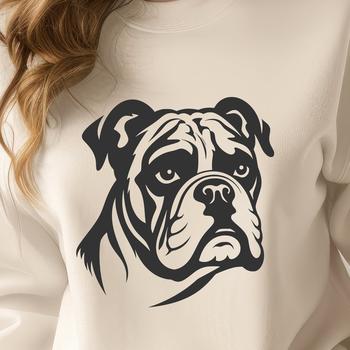 An outline vector drawing of a pet bulldog.