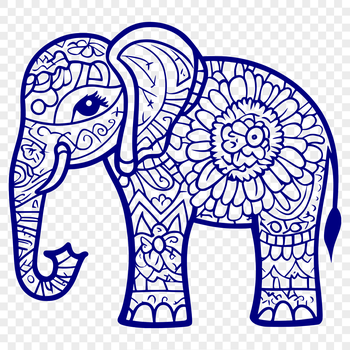 A detailed vector illustration of a large elephant with distinctive features.