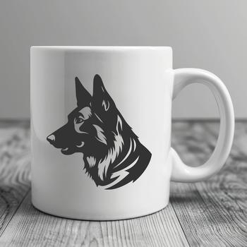 A regal German Shepherd breed profile with detailed head features, suitable for graphic design and illustration.
