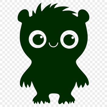 A small, cartoon-style monster with large eyes and a sweet expression, designed for use in crafting and design projects.