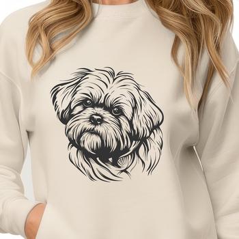 A illustration of a Shih Tzu's head, created as a vector graphic for various digital design applications.