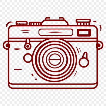 A digital camera icon represented as a vector image for graphic design.