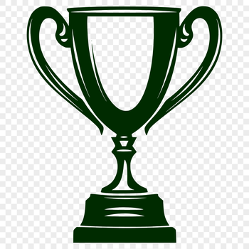 A 3D vector illustration of a shiny gold trophy on a pedestal.