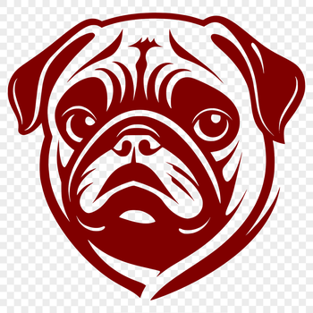 A close-up illustration of a pug's head, suitable for vector design projects.