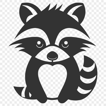 A simple line drawing of a cute raccoon sitting on its haunches.