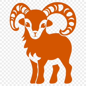 A detailed illustration of a ram standing on a grassy farm landscape, suitable for vector design.