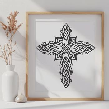 A traditional ornate cross symbol in religious context.