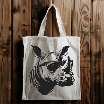 A stylized illustration of a rhino wearing sunglasses, suitable for vector design projects.