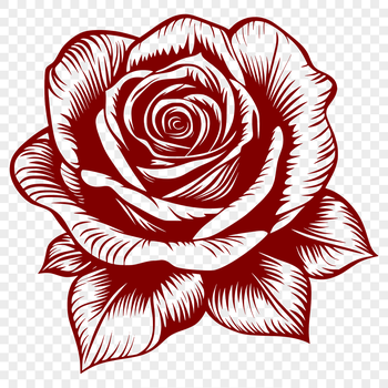 An illustration of a single long-stemmed rose with thorns.