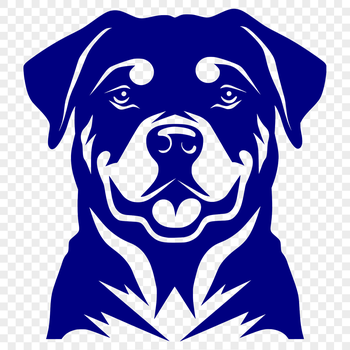 Close-up illustration of a Rottweiler dog's head in vector format.