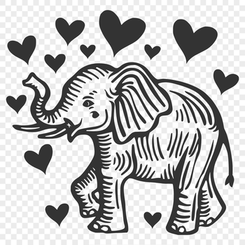A detailed vector art image of a safari animal, an elephant, in a standing position.
