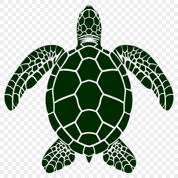 A realistic illustration of a full-body sea turtle in its natural habitat.