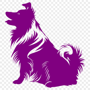 A full-body illustration of a seated Shetland sheepdog, suitable for digital use.