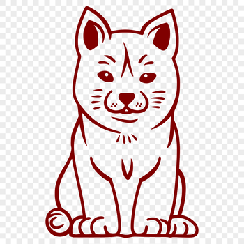 A simple line drawing of a sitting Shiba Inu dog breed from the animal kingdom.