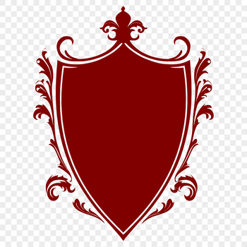 Ornate shield design with a bold, geometric pattern.