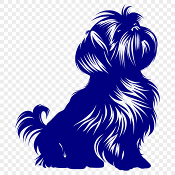 A full-body illustration of a sitting Shih Tzu dog with its fur textured and expressive facial features.