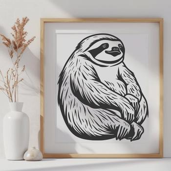 An SVG illustration of a sloth in full-body pose.