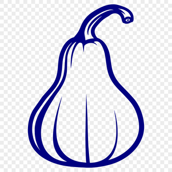 A simple line drawing of a yellow squash with green stem and leaves, suitable for vector design or cutting machine projects.