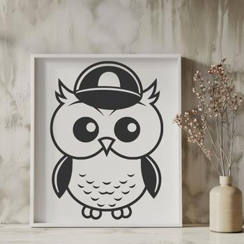 A detailed illustration of a cute owl in full body view.