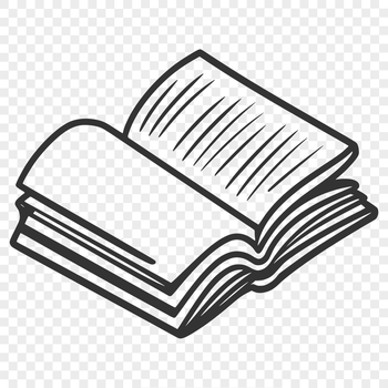 A simple illustration of an open book with pages, suitable for educational purposes.