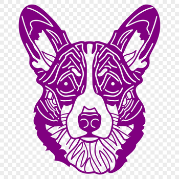 A detailed illustration of a Welsh Corgi's head from various angles.