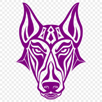 A detailed illustration of a Doberman Pinscher's head, suitable for graphic design projects.