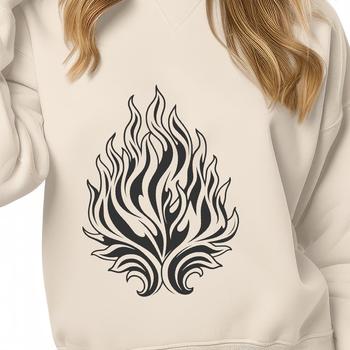 A stylized flame shape designed as vector art for various applications.