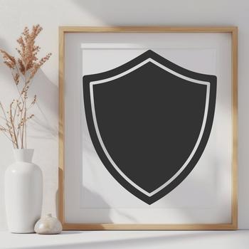 A stylized shield icon made from vector graphics, suitable for various design applications.