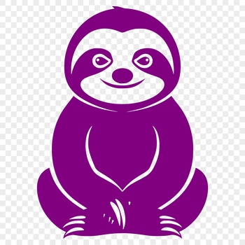 A full-body illustration of a sloth in a relaxed pose, created as a vector graphic.