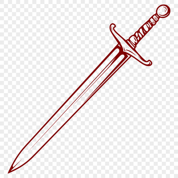 A detailed illustration of a sword, ideal for use in vector graphics design.
