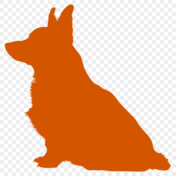 A silhouette of a sitting Welsh Corgi dog in vector format.