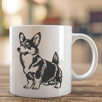 A full-body illustration of a standing Welsh Corgi dog, suitable for various design projects.