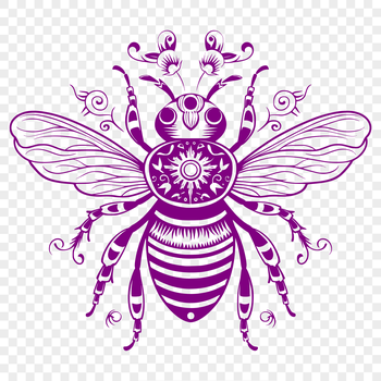 A detailed illustration of a honeybee in full body form, suitable for gardening and vector design.