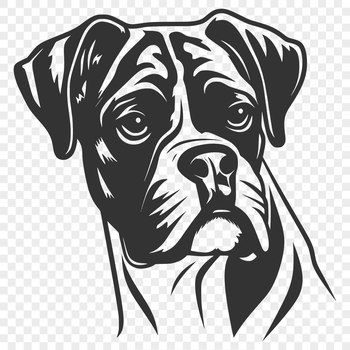 A stylized illustration of a Boxer's head, suitable for vector art designs.
