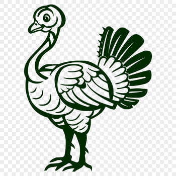 A detailed illustration of a turkey in full body pose, suitable for farm-themed designs.